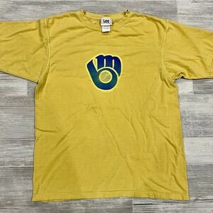 Milwaukee Brewers Lee Sport Short Sleeve T-Shirt Adult Medium Yellow Vintage MLB